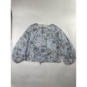 Mimi % Daphne Women's M Blue Floral Blouse
